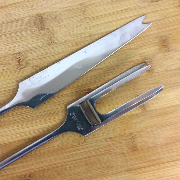 Capri Italy Carving Set Stainless Steel Knife Serving Fork Vtg Mid Century - Picture 4 of 6